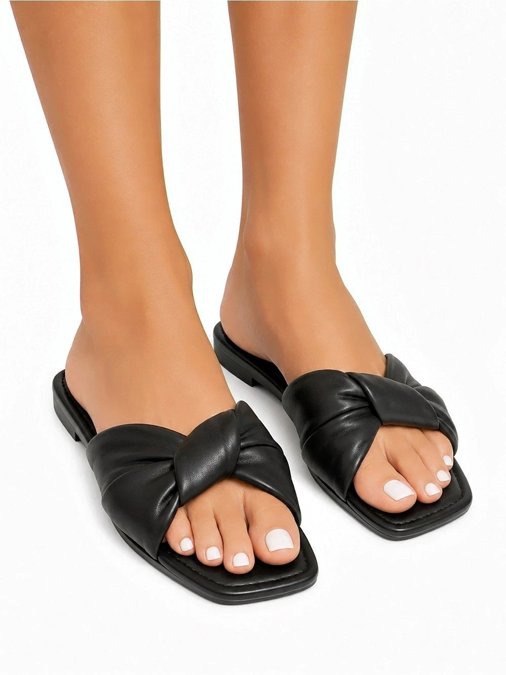 Sam & Libby Tallulah Black Knotted Slide Sandals US 8.5 Like New